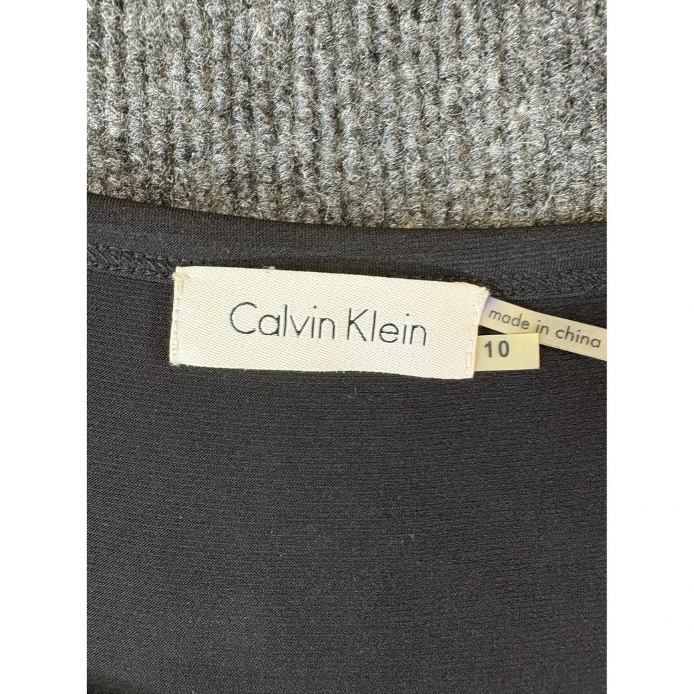 Calvin Klein Womens Black Pleated Mesh Panel Sheath‎ Dress CDUG4811 Size 10